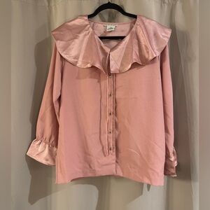 Shell Kepler Pink Blouse with Ruffled Collar